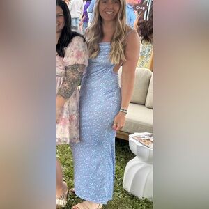 Elegant Blue Floral Dress